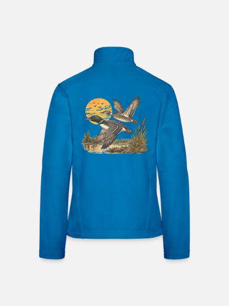 Vintage Common Loon Pair Flying Lake Wildlife Bird - Frauen Softshelljacke - Lichtblau - Hinten