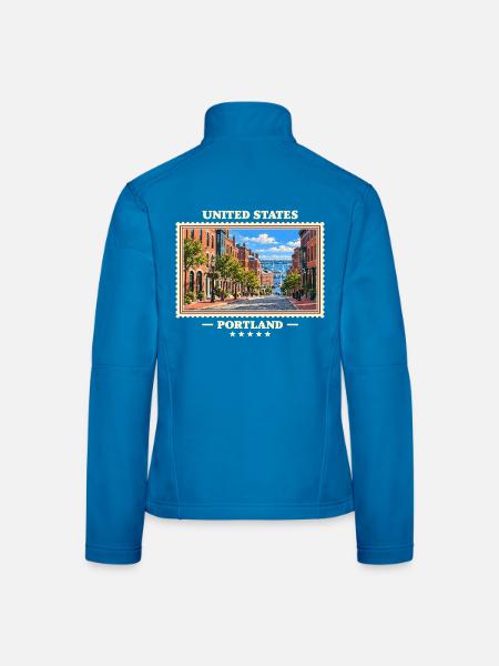 Vereinigte Staaten Portland Maine Vintage Reisemar - Frauen Softshelljacke - Lichtblau - Hinten