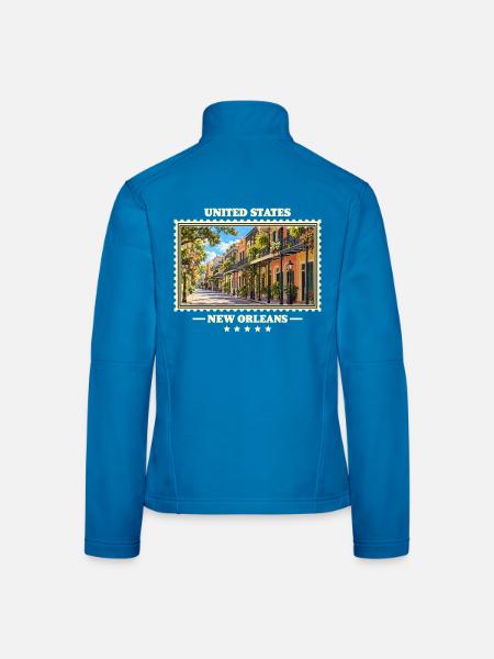 Vereinigte Staaten New Orleans Vintage Reisemarke - Frauen Softshelljacke - Lichtblau - Hinten