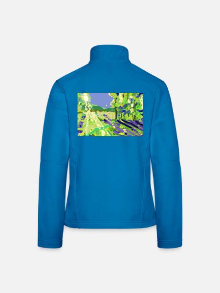 Impressionistische Sonnenlandschaft - Frauen Softshelljacke - Lichtblau - Hinten