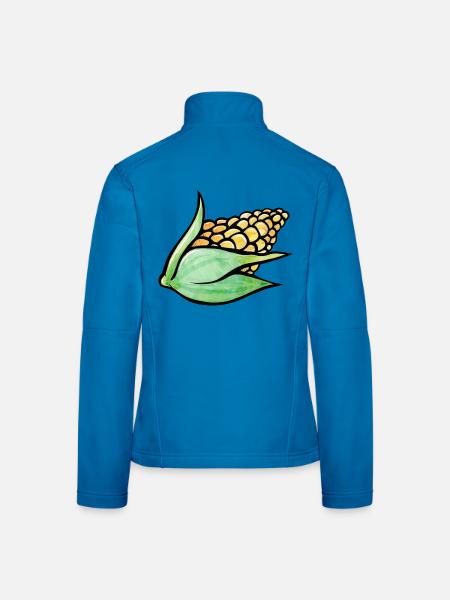Aquarell-Maisblatt-Motiv - Frauen Softshelljacke - Lichtblau - Hinten