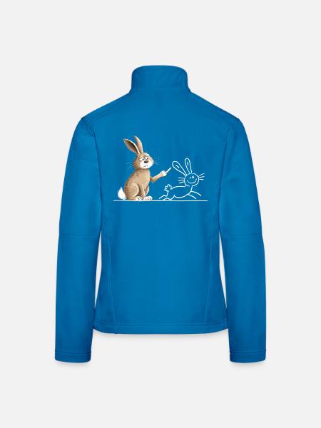 Hase Kaninchen Tiermotiv lustig Strichzeichnung - Frauen Softshelljacke - Lichtblau - Hinten