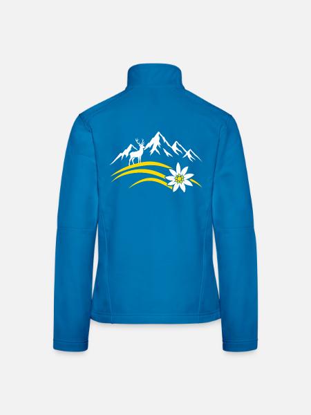 Alpenberg Edelweiss Hirsch Bayerisches Wandern - Frauen Softshelljacke - Lichtblau - Hinten