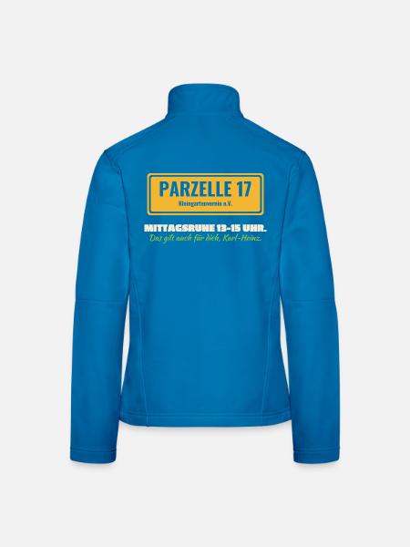 Kleingarten Parzelle Mittagsruhe Schrebergarten  - Frauen Softshelljacke - Lichtblau - Hinten