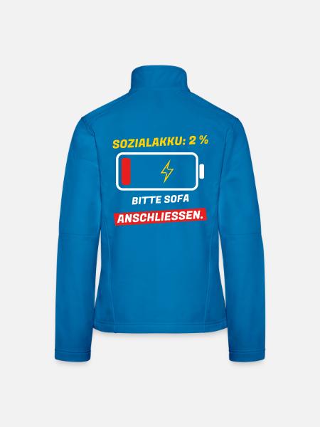 Sozialakku 2 % - bitte Sofa anschließen - Frauen Softshelljacke - Lichtblau - Hinten