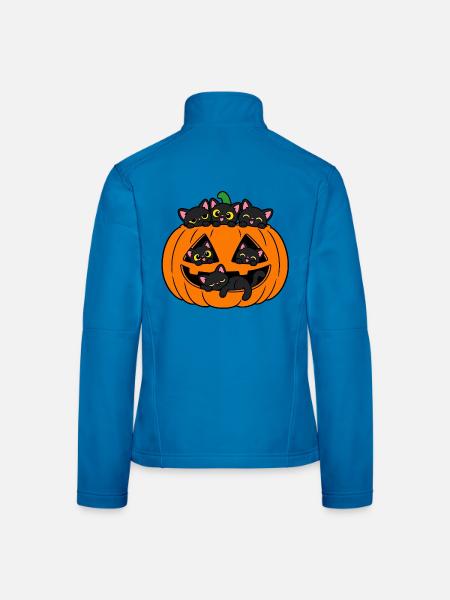 Katzen in einem Halloween-Kürbis - Frauen Softshelljacke - Lichtblau - Hinten