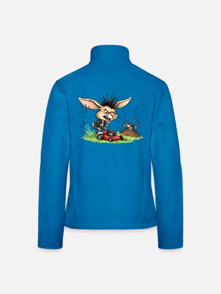 Punk Hase mit Rasenmäher gegen Maulwurf - Frauen Softshelljacke - Lichtblau - Hinten