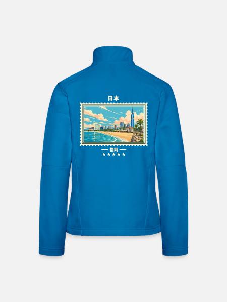 Japan Fukuoka Vintage Reisemarke - Frauen Softshelljacke - Lichtblau - Hinten