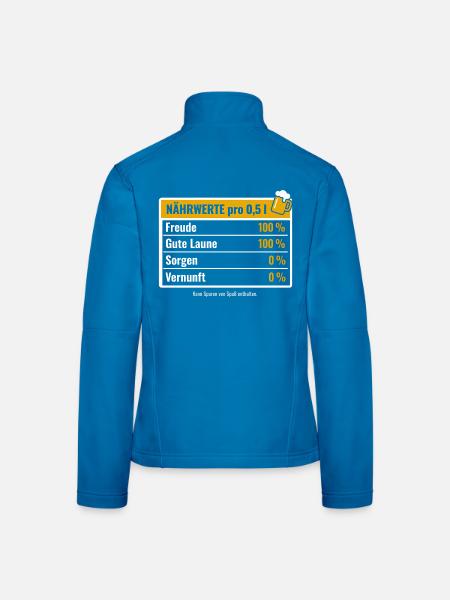 Nährwerte Bier Freude Gute Laune Lustiger Spruch - Frauen Softshelljacke - Lichtblau - Hinten
