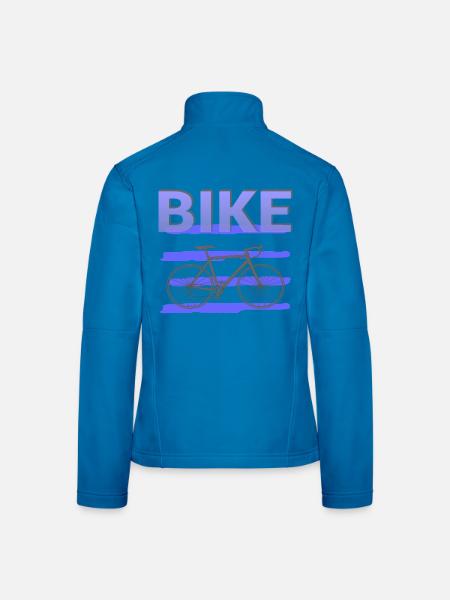 Fette Fahrradgrafik mit lila Streifen - Frauen Softshelljacke - Lichtblau