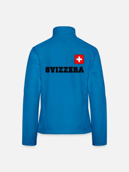 SVIZZERA - SCHWEIZ Trikot Look - mit Fahne Flagge - Frauen Softshelljacke - Lichtblau - Hinten