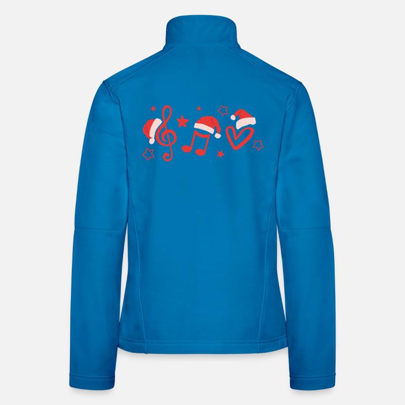 Treble clef musical notes with Christmas hats Women's Softshell Jacket