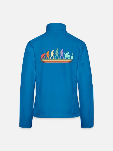 Evolution der Arbeit: Von Steinzeit zum Computer - Frauen Softshelljacke - Lichtblau