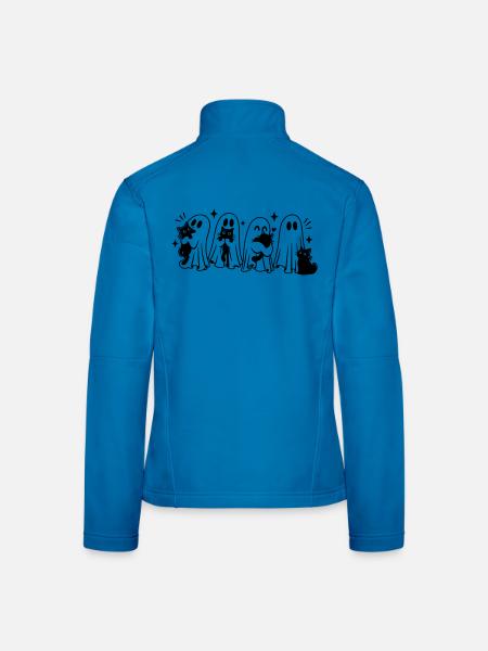 Halloween Geister mit schwarzen Katzen - Frauen Softshelljacke - Lichtblau - Hinten