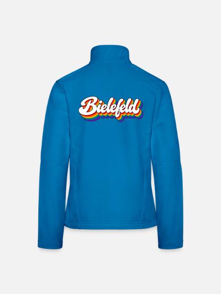 Bielefeld - Regenbogen Schrift - Deutschalnd - Frauen Softshelljacke - Lichtblau - Hinten