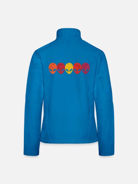 Aliens Köpfe Gesichter Außerirdische Retro Vintage - Frauen Softshelljacke - Lichtblau - Hinten