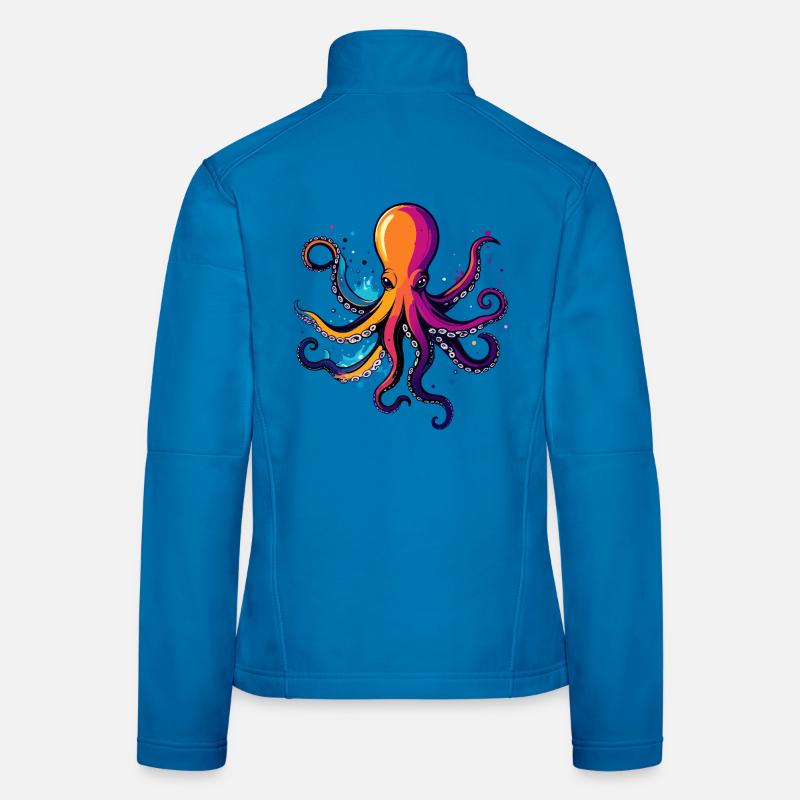 Colorful Octopus Neon Ink Dream Women's Softshell Jacket