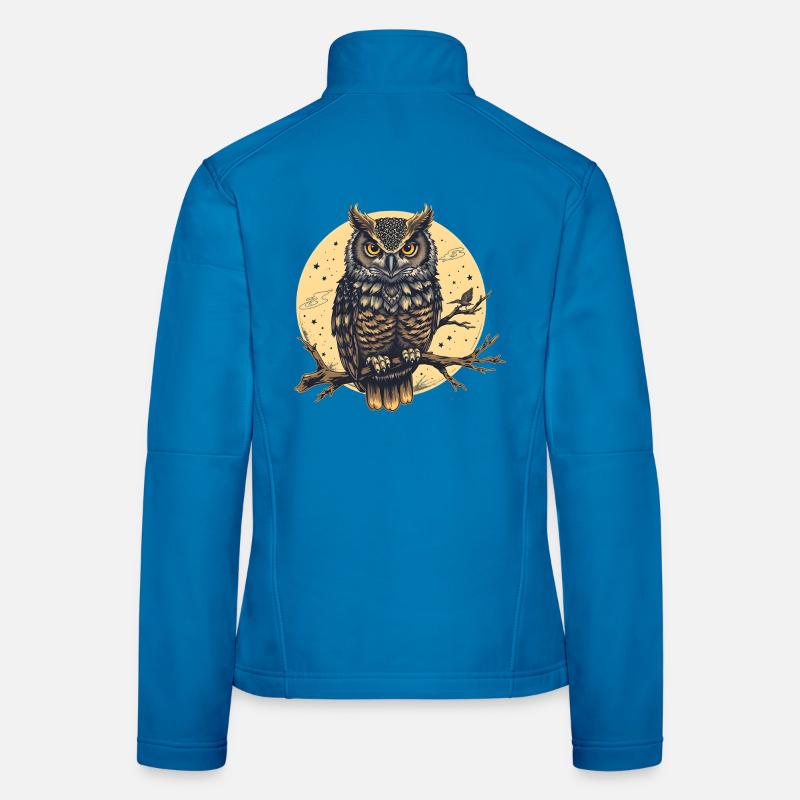 Owl at night with moon - Women's Softshell Jacket - light blue