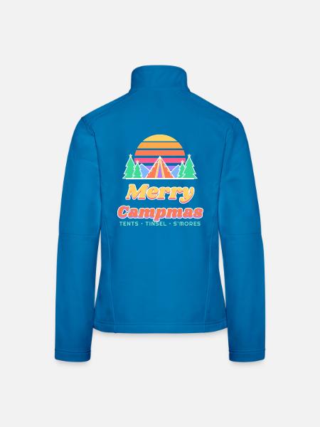 Fröhliche Campmas Retro-Sonnenuntergangs-Weihnachtscamping - Frauen Softshelljacke - Lichtblau - Hinten