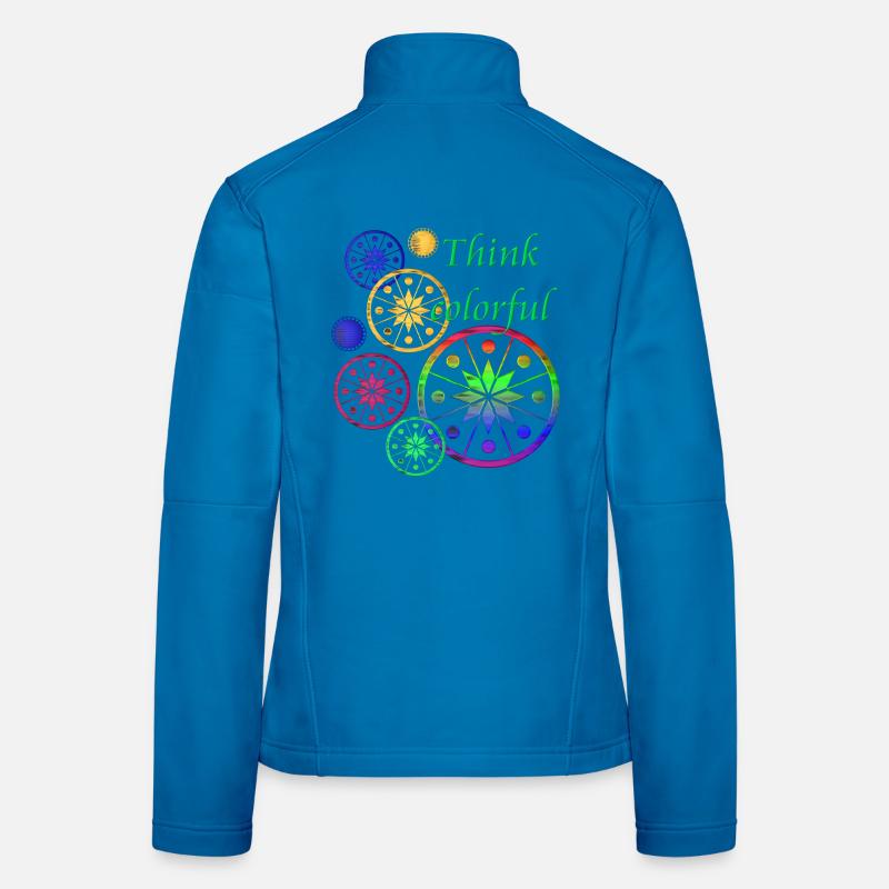 Sternblüten mit Spruch Think colorful - Frauen Softshelljacke - Lichtblau
