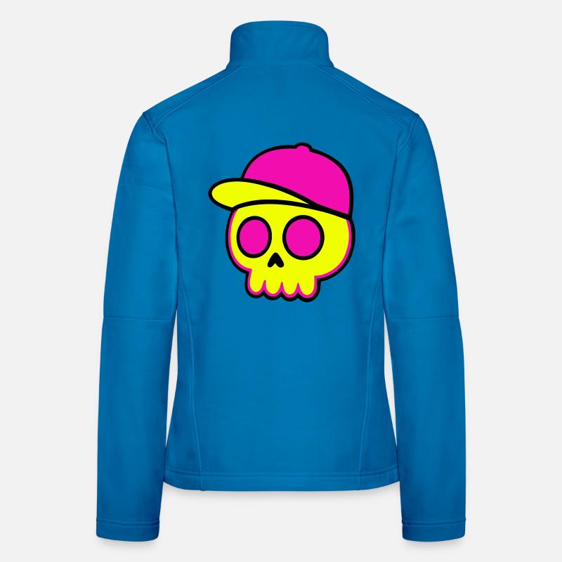 Neon Skull Cap Design Frauen Softshelljacke