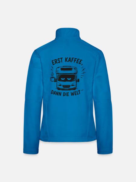 Erst Kaffee Dann Die Welt Bus - Frauen Softshelljacke - Lichtblau - Hinten
