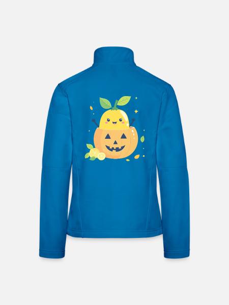 Zitrone im Halloween-Kürbis - Frauen Softshelljacke - Lichtblau - Hinten