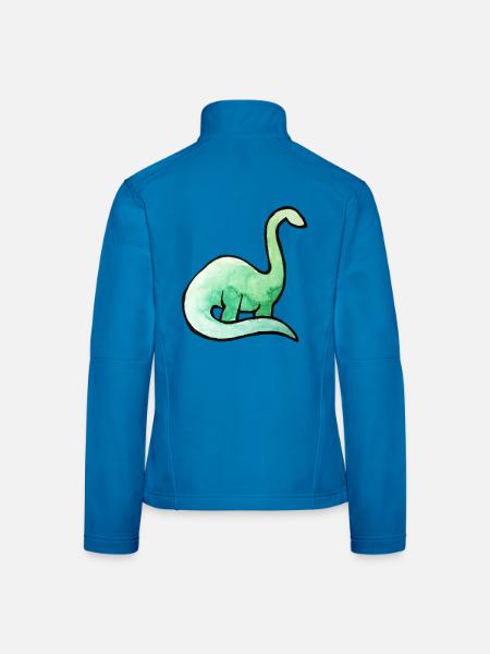 Smaragdgrünes Dino-Aquarell - Frauen Softshelljacke - Lichtblau - Hinten