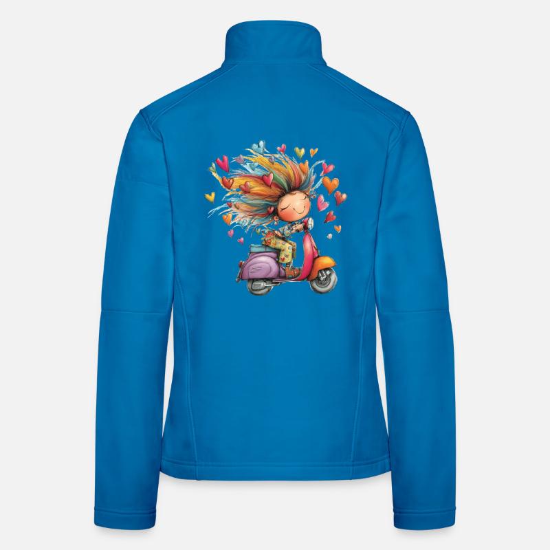 Rollerliebe - Mädchen auf Roller – bunter Sommer Frauen Softshelljacke
