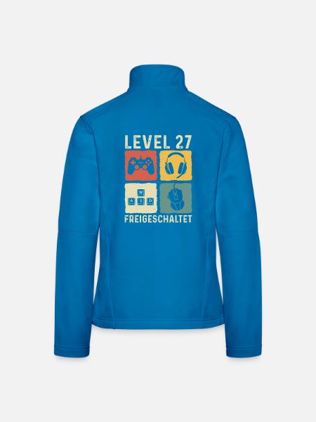 Level 27 freigeschaltet 27. Geburtstag 27 Jahre - Frauen Softshelljacke - Lichtblau - Hinten