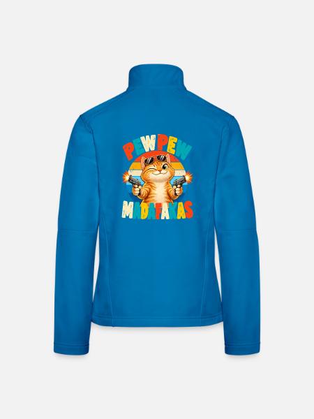 Pew Pew Katze Retro Humor - Frauen Softshelljacke - Lichtblau - Hinten