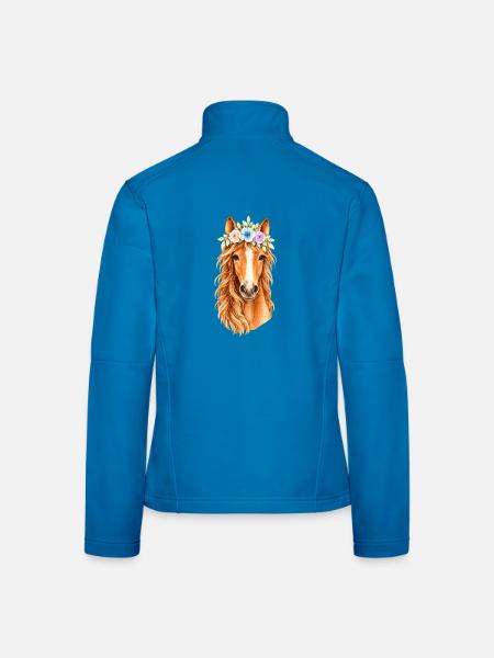 Pferdekopf mit Blumenschmuck - Frauen Softshelljacke - Lichtblau - Hinten
