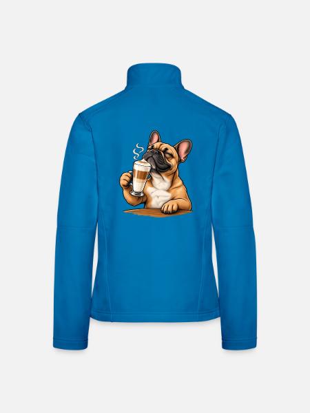 Frenchie mit Latte Macchiato - Frauen Softshelljacke - Lichtblau - Hinten