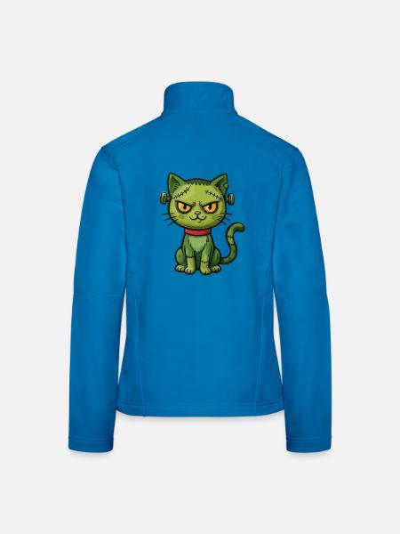 Grüne Zombie-Katze - Frauen Softshelljacke - Lichtblau - Hinten