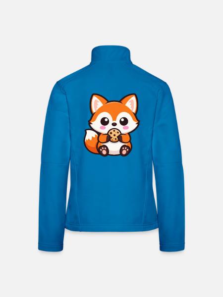 Süßer Fuchs mit Keks Cartoon Chibi Kawaii - Frauen Softshelljacke - Lichtblau - Hinten