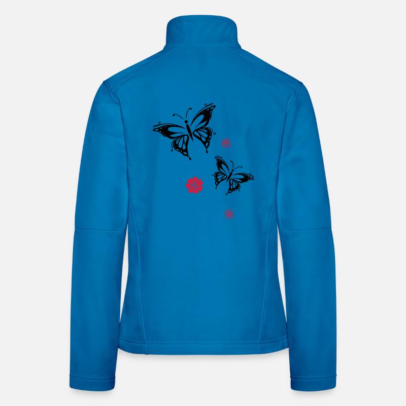 papillons fleurs fleurs insectes été Veste en tissu softshell Femme