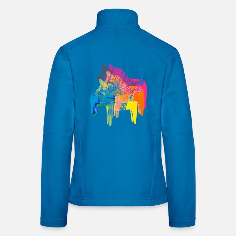 Pop Art Dala Pferde -Weihnachts Pulli Skandi Style - Frauen Softshelljacke - Lichtblau