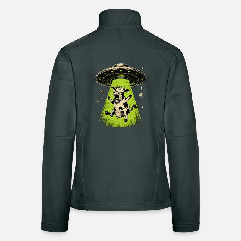 Alien Cow Abduction Weirdcore Surreal Women's Softshell Jacket