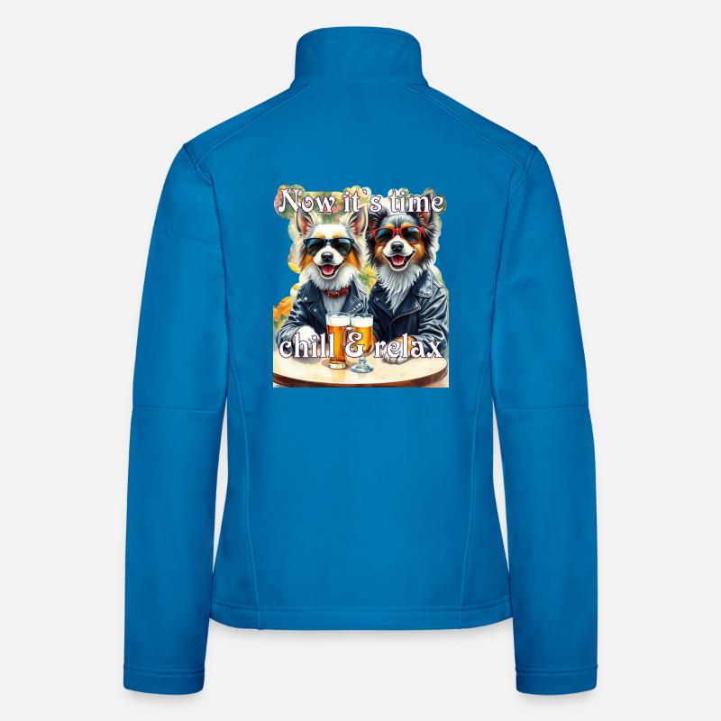 Glückliche Hunde Sonnenbrille Bier Biker Bierzeit Frauen Softshelljacke