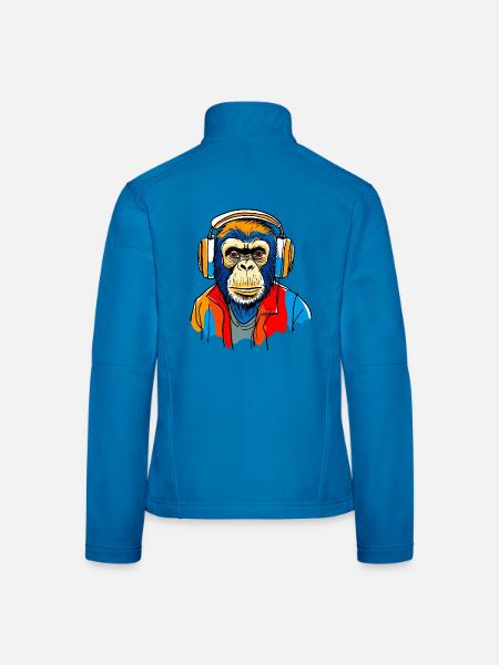 Singe avec casque - Veste en tissu softshell Femme - bleu clair - Dos