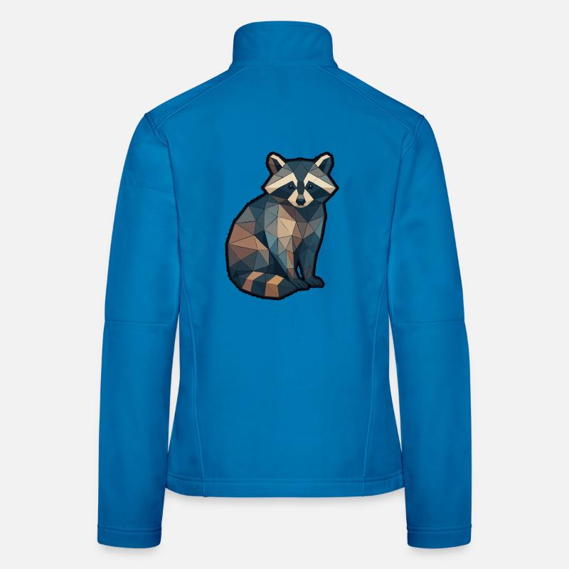 Geometrischer Waschbär Low Poly Frauen Softshelljacke
