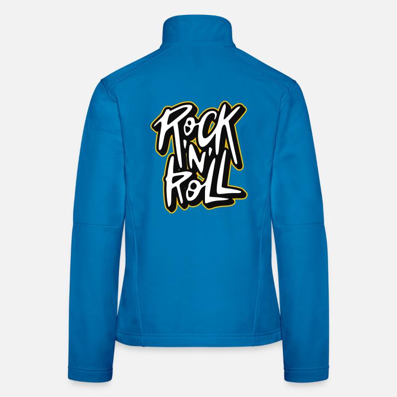 Rock 'n' Roll Graffiti-Stil Skript-Logo Frauen Softshelljacke