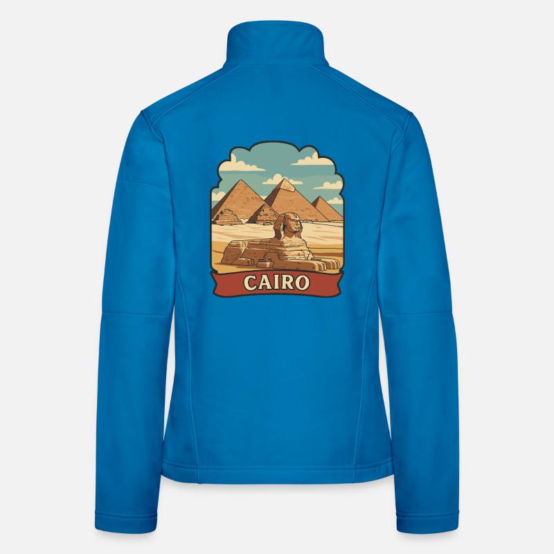 Cairo Egypt Pyramids Sphinx Retro Sticker Women's Softshell Jacket