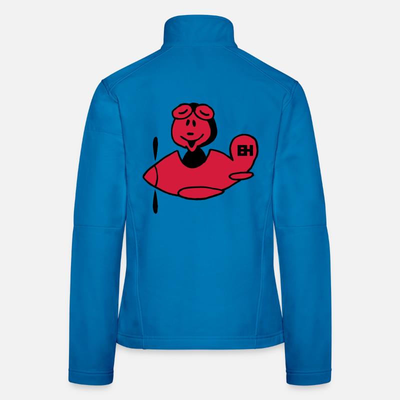 Red Airplane, Two-Color Design - Women's Softshell Jacket - light blue