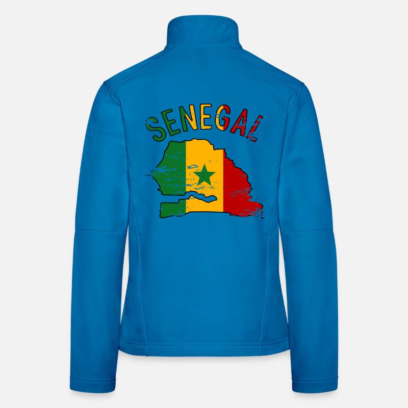 Drapeau du Sénégal Silhouette de la carte utilisée Veste en tissu softshell Femme