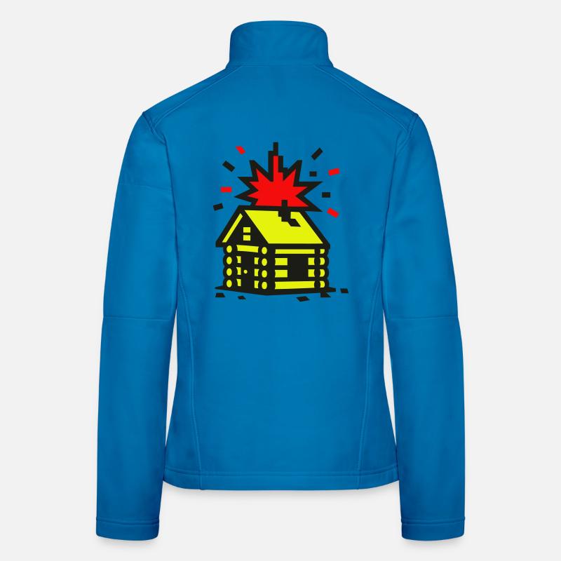 Explosion Hütte 8bit Pixelart Frauen Softshelljacke