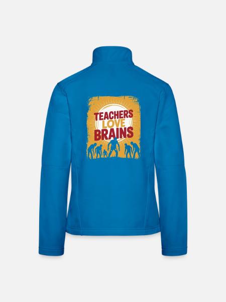 Lehrer lieben Brains Funny Halloween Teaching Gift - Frauen Softshelljacke - Lichtblau - Hinten