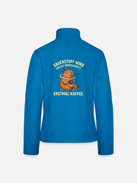Lustiges Kaffee T-Shirt mit Capybara & Brille - Frauen Softshelljacke - Lichtblau - Hinten