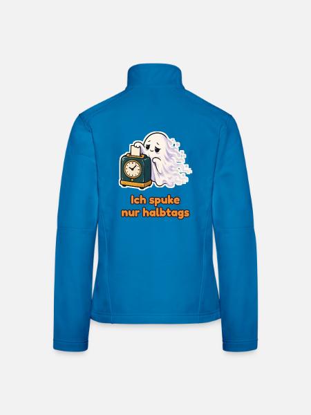 Ich spuke nur halbtags – Geist mit Stempelkarte - Frauen Softshelljacke - Lichtblau - Hinten