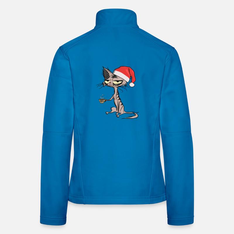 Noël Chat Café Chat Cadeau de Noël Veste en tissu softshell Femme